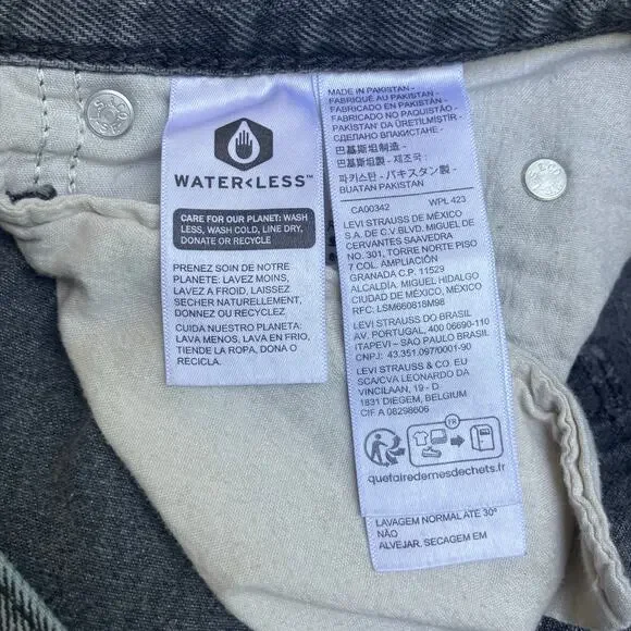 Levi’s Jeans Sz 30 94’ Baggy Black Wash Button Fly High Rise Mom Jean Grunge - Picture 11 of 11